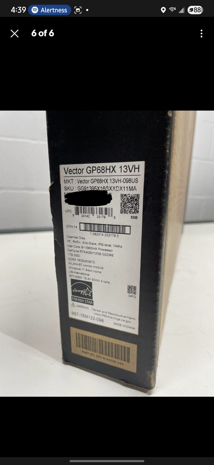 MSI Vector GP68HX 16″ 240Hz i9-13950HX 16GB 1TB RTX 4080