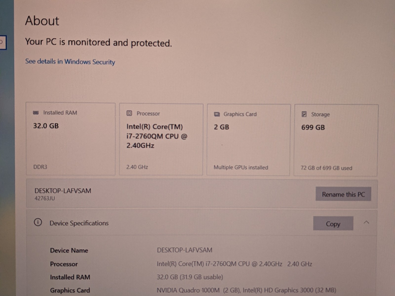 Lenovo ThinkPad W520 15.6” Laptop i7-2760QM 32GB RAM 750GB SSD+HDD Win 10 Pro