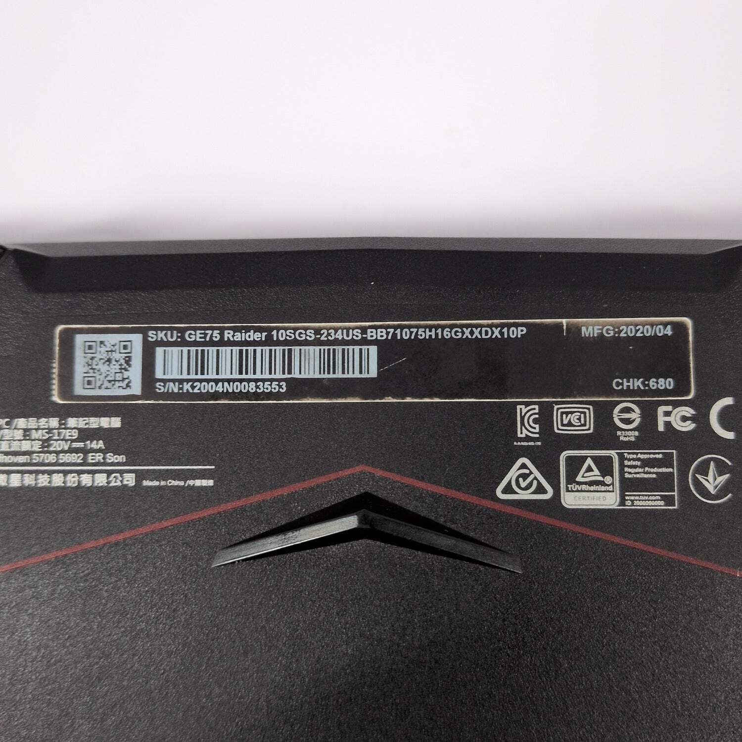 MSI Raider GE75 10SGS 17.3″ i7-10750H 2.9GHz 16GB RAM 1TB GeForce RTX 2080 Super