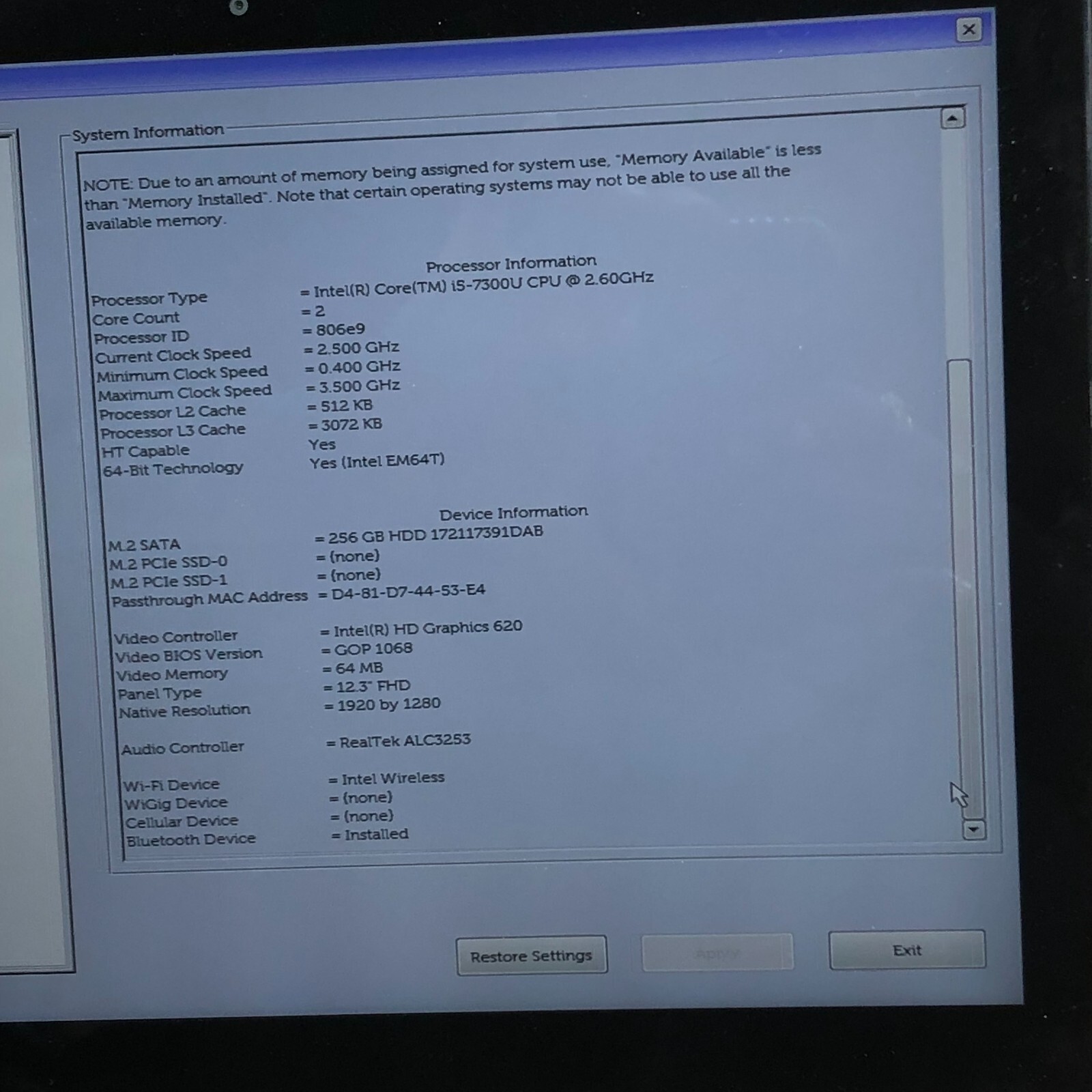 DELL LATITUDE 5285 i5-7300U @ 2.60GHz 8GB RAM 256GB SSD WIN-10P*FOR PARTS/REPAIR