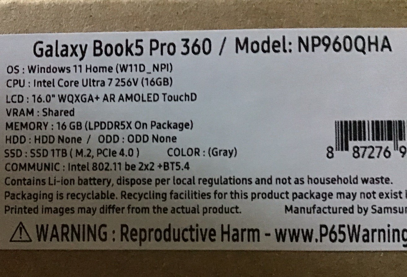 Samsung Galaxy Book5 Pro 360 NP960QHA 16″ AR AMOLED TouchD 16GB 1TB SSD Gray