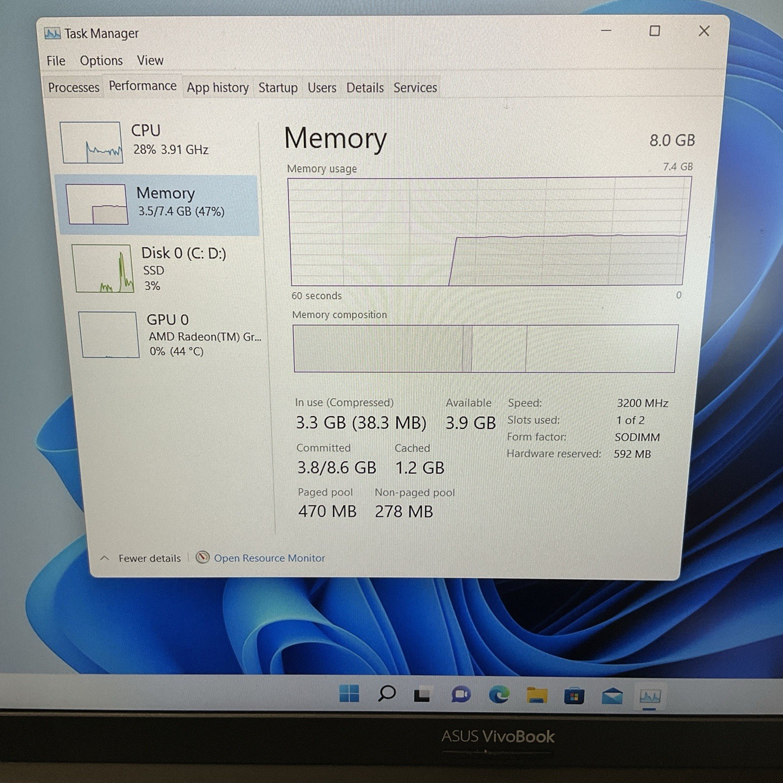 ASUS Vivobook M513IA-DB74 15.6″ AMD Ryzen 7 4700U @2.00GHz 8GB RAM DDR4 1TB SSD