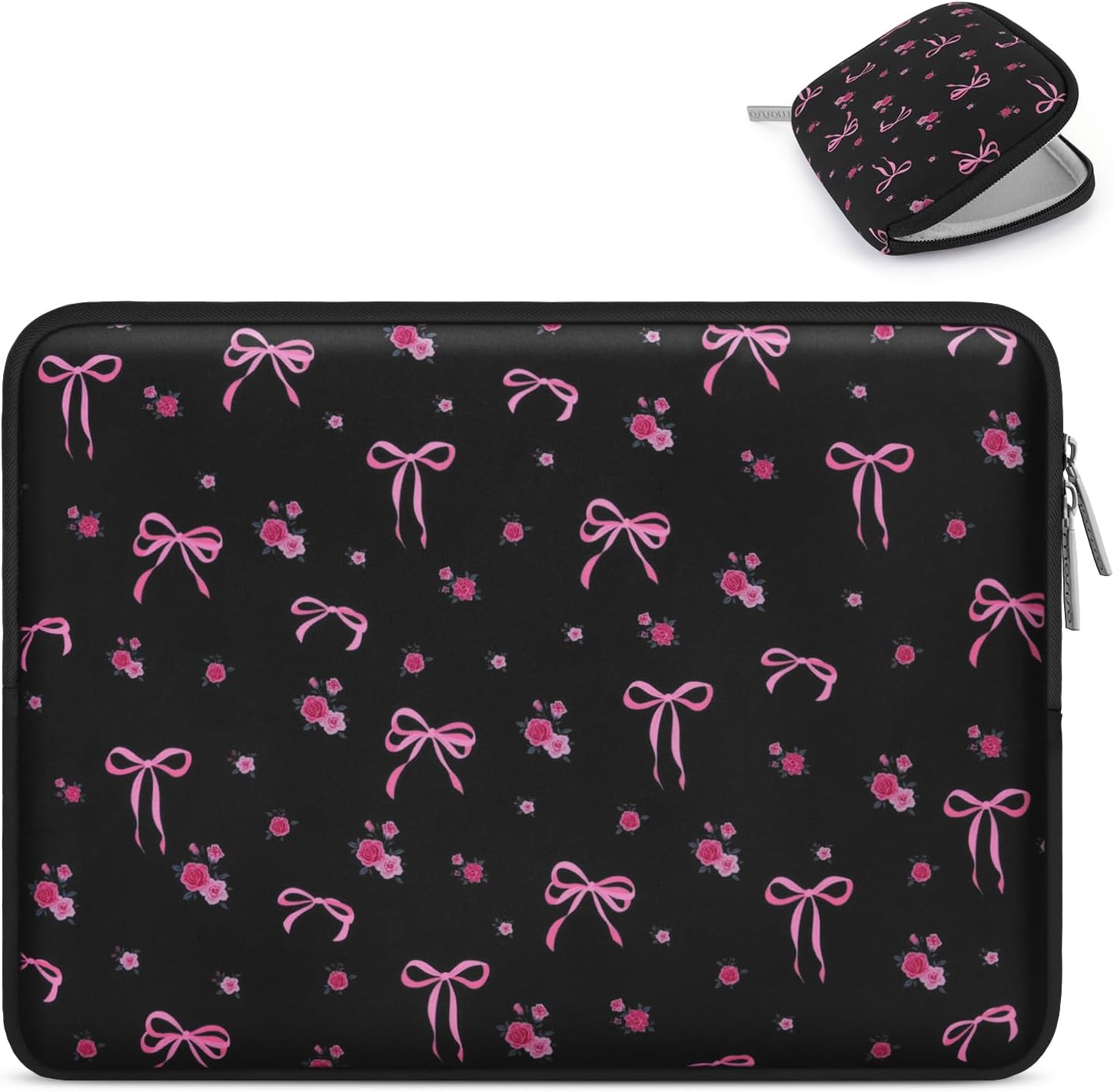 Neoprene Laptop Sleeve for 13.3 Inch Laptops, Includes Small Case Cover, Roses&B