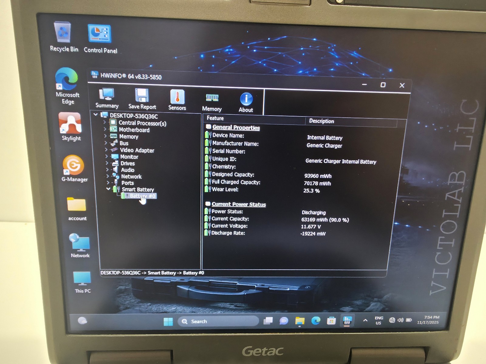 GETAC B300 G6 Laptop CORE I7 6th Gen 8GB 512GB SSD LTE Touch DVD Finger GPS