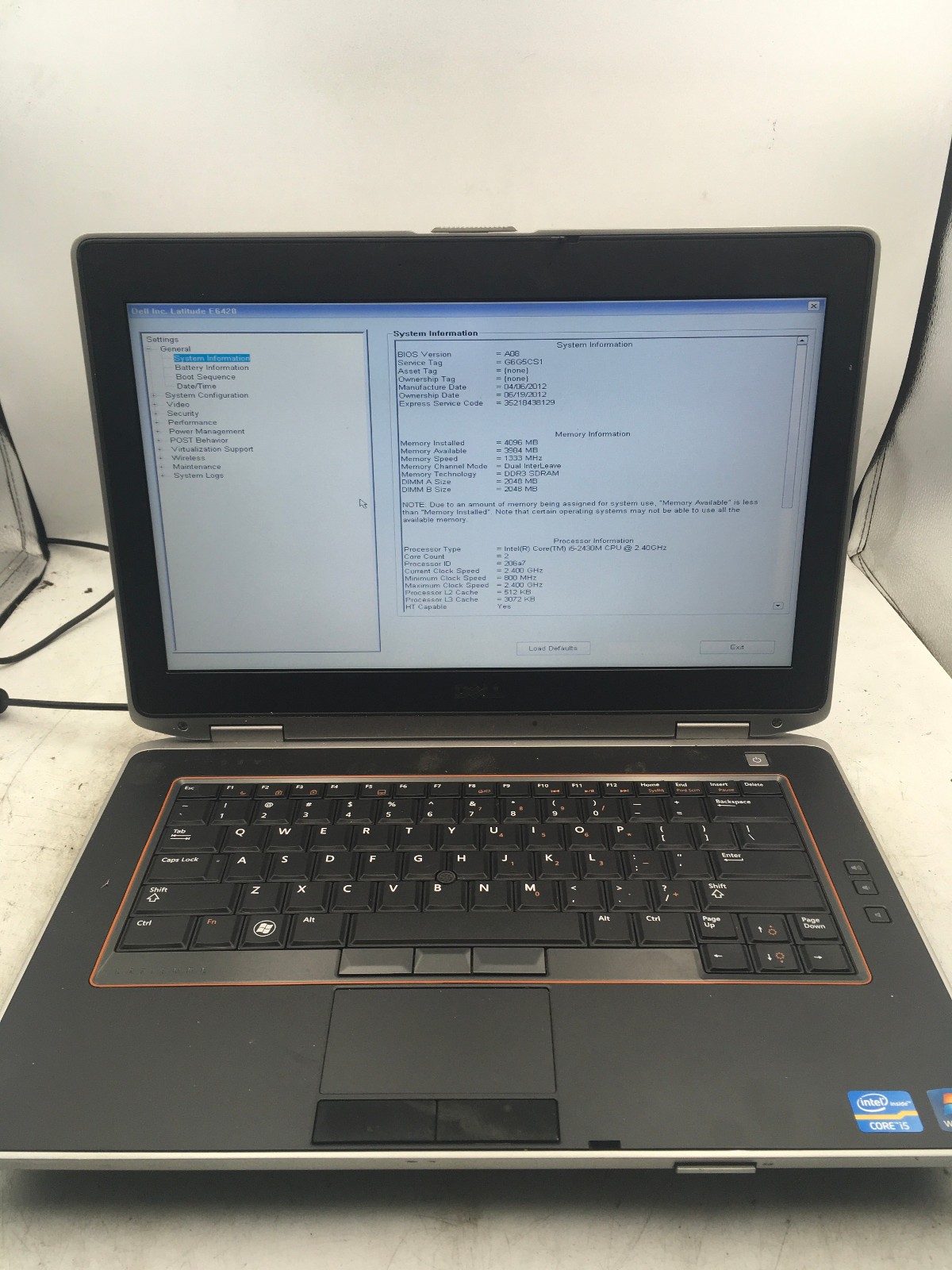 DELL LATITUDE E6420 – BOOTS TO BIOS – INTEL I5 2430M – 4GB RAM – READ DESC – BB!