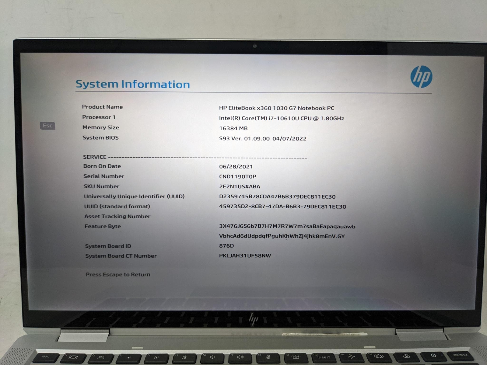 HP ELITEBOOK X360 1030 G7 i7 1.8GHz 16GB RAM 512GB SSD – Grade D