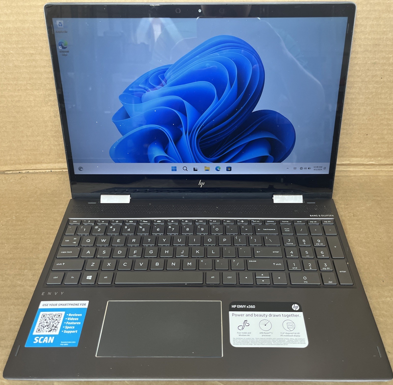 HP Envy x360 m Convertible, AMD Ryzen 5 @2.00GHz, 8GB RAM, 240GB SSD, W11P*READ*