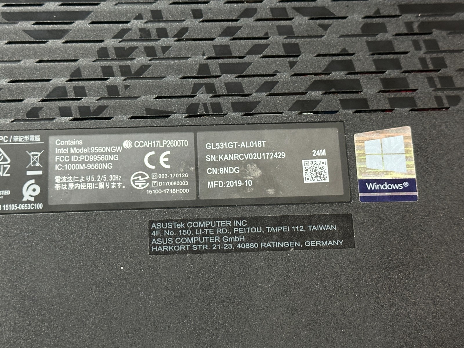 ASUS ROG STRIX G531GT / WINDOWS 11 HOME , 512GB SSD , 8 GB RAM 9TH GEN I7-9750H