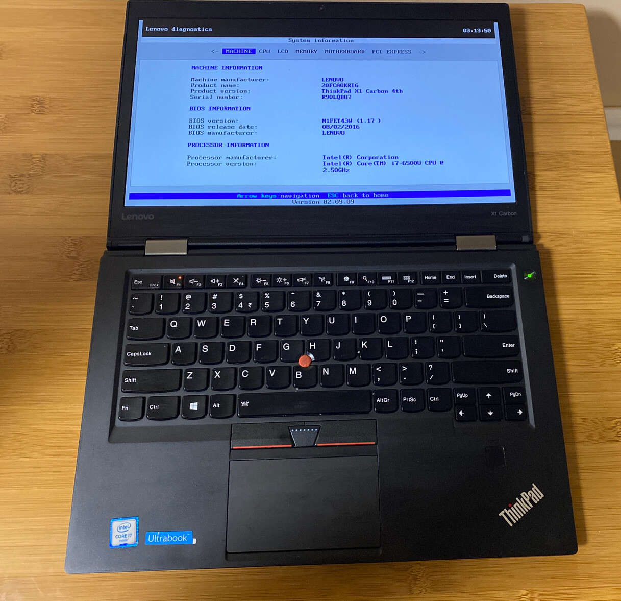 Lenovo ThinkPad X1 Carbon Intel Core i7-6500U 2.50GHZ 8GB RAM NO HD NO OS