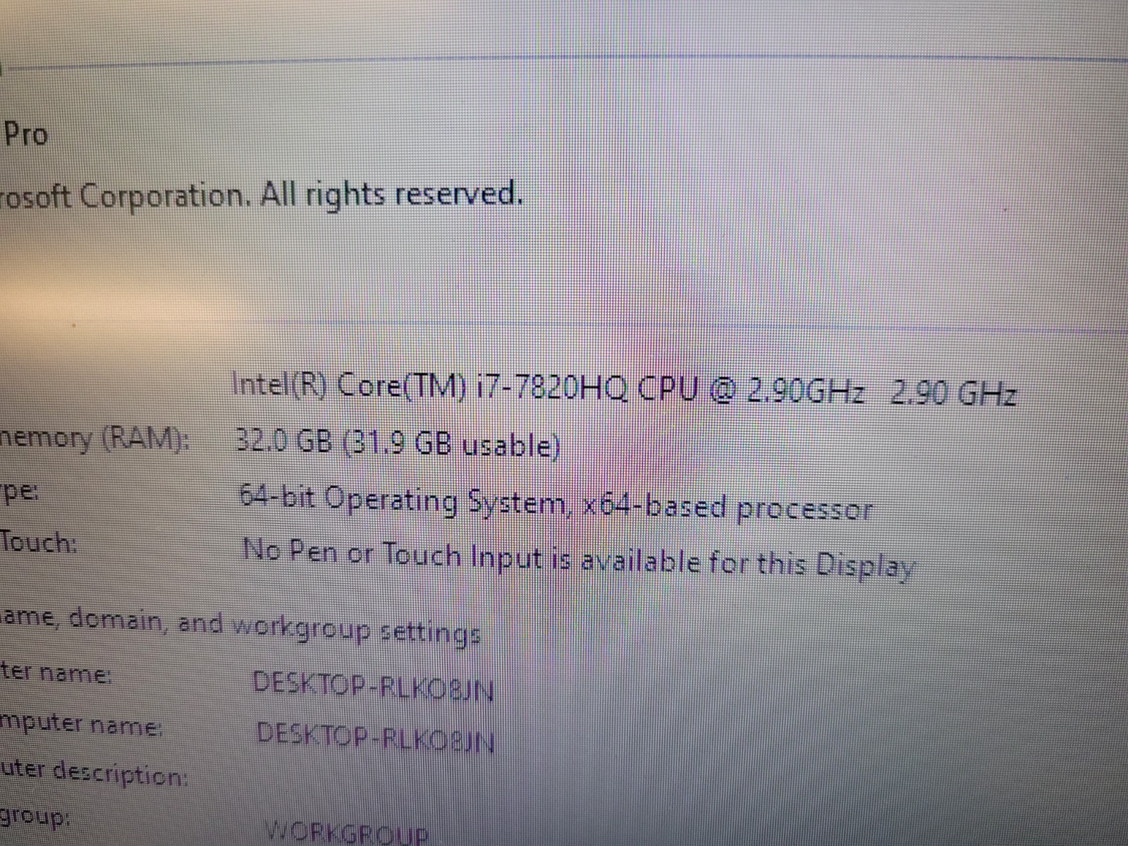 Dell Precision 7720 i7-7820HQ 2.90GHz 32gb Ram 500gb ssd no charger