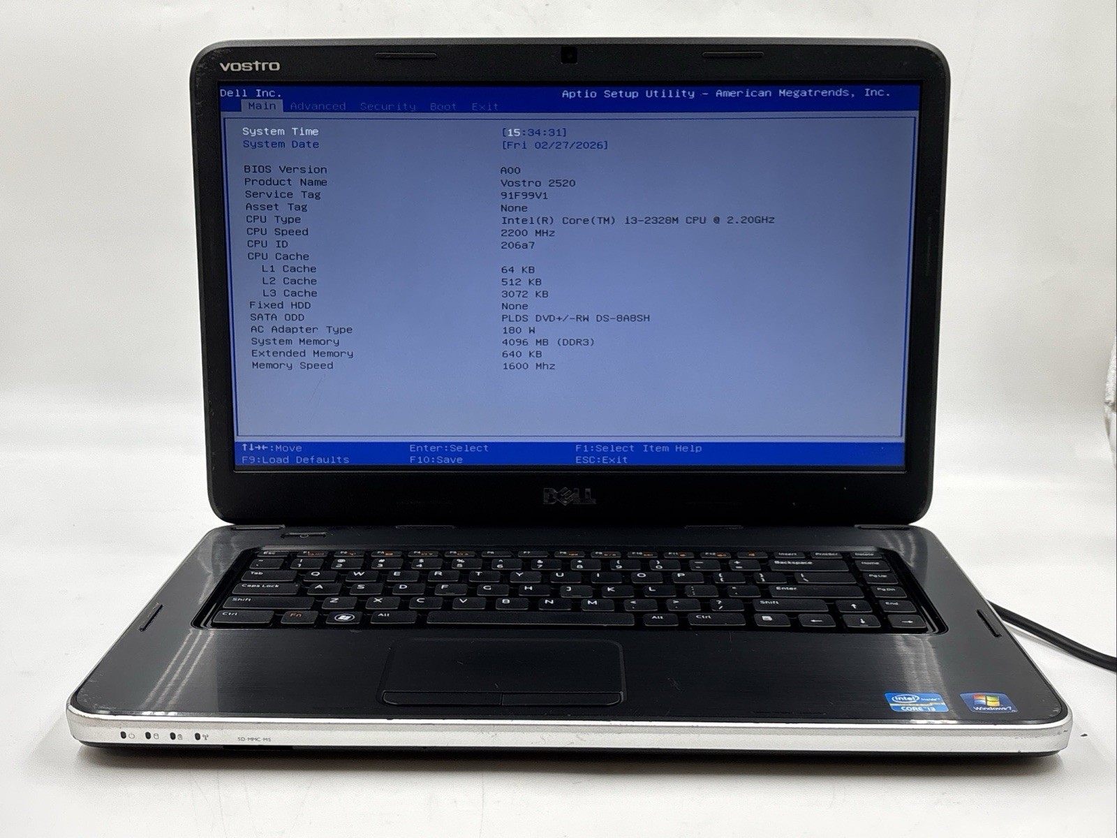 Dell Vostro 2520 i3-2328M 2.20GHz 4GB RAM No OS