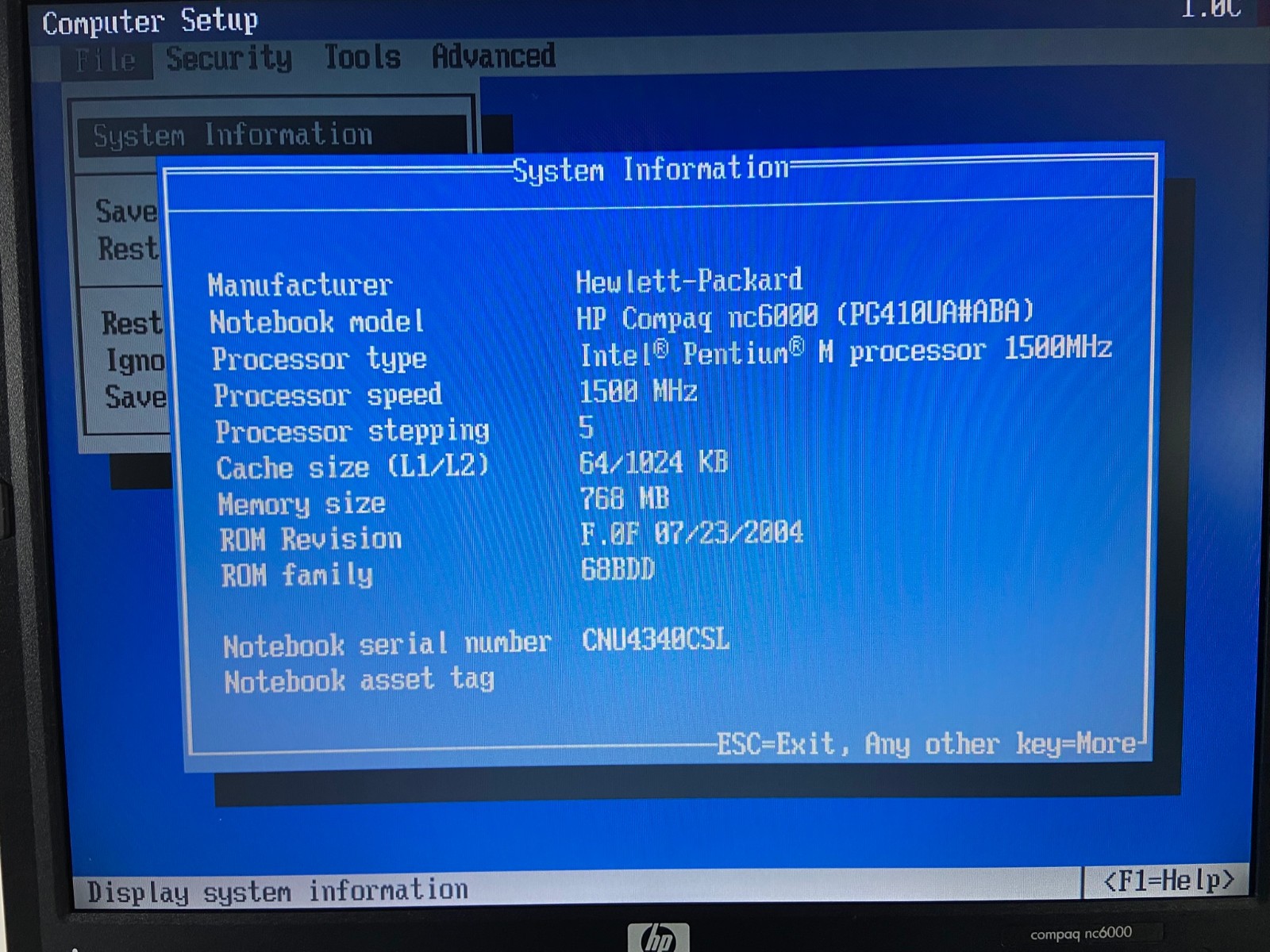 HP COMPAQ NC6000 Laptop | 768MB RAM | 30-60GB HDD | Intel 1.50 GHz | NO OS |