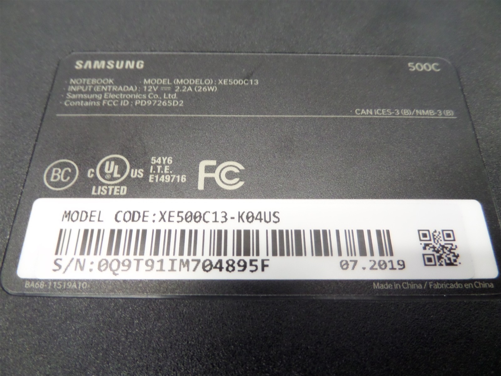 Samsung Chromebook 3 11.6″ XE500C13-K04US 16GB eMMC 4GB RAM N3060 1.6GHz CPU