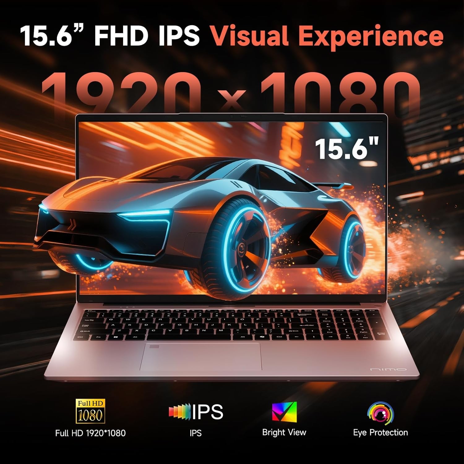 NIMO 15.6″ IPS FHD Gaming-Laptop, AMD 8 Core Ryzen 7 7735HS 16GB DDR5 RAM 512GB