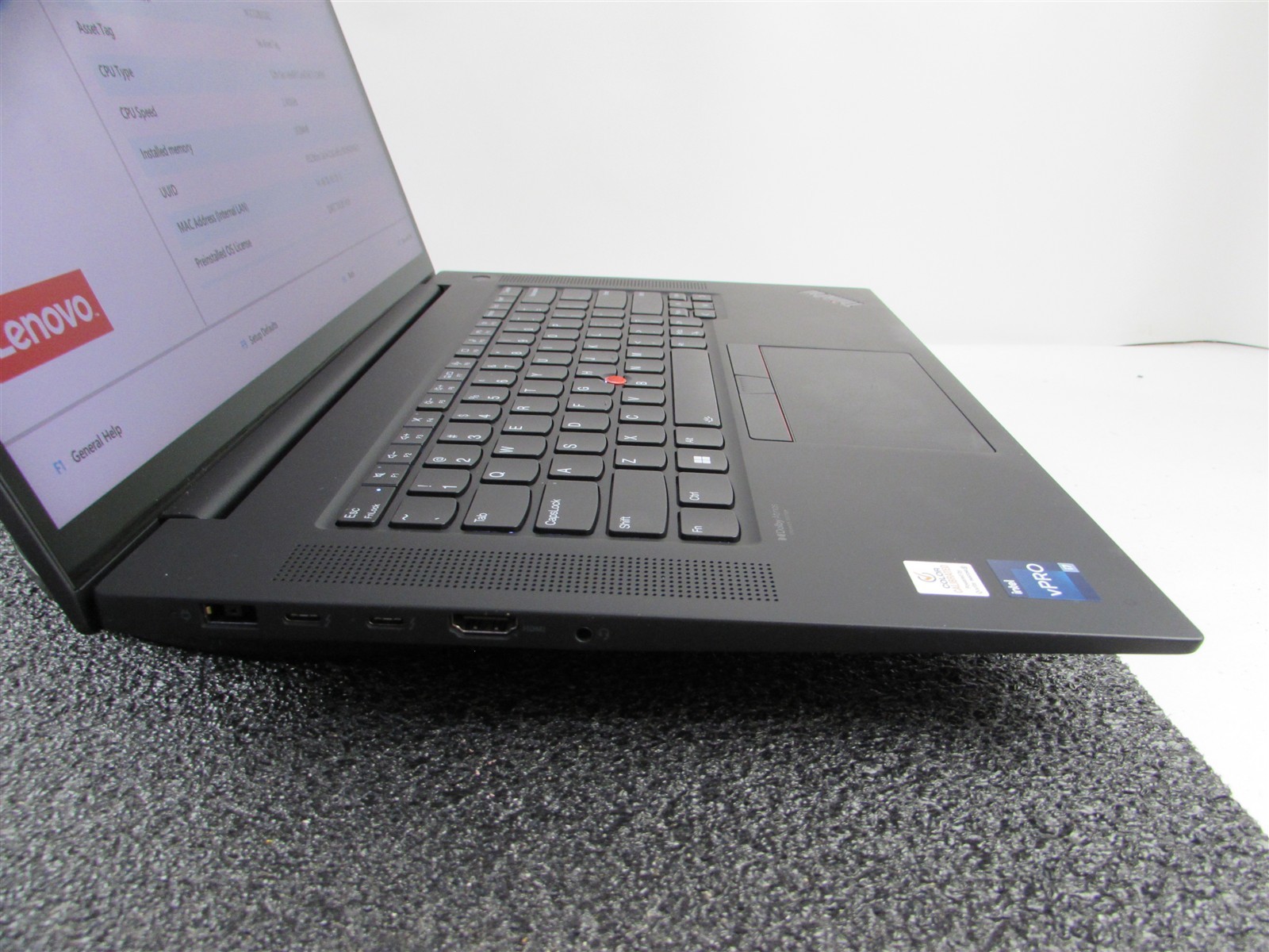 LENOVO THINKPAD P1 (GEN 5) 4K TOUCH I7-12800H NO SSD 16GB RAM RTX A1000 WIN 11