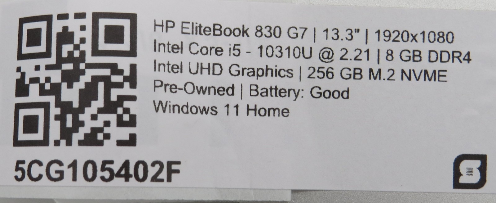 HP Elitebook 830 G7 | i5-10310U @ 1.7GHz | 8GB DDR4 | 256GB m2 | 13″ | Win 11