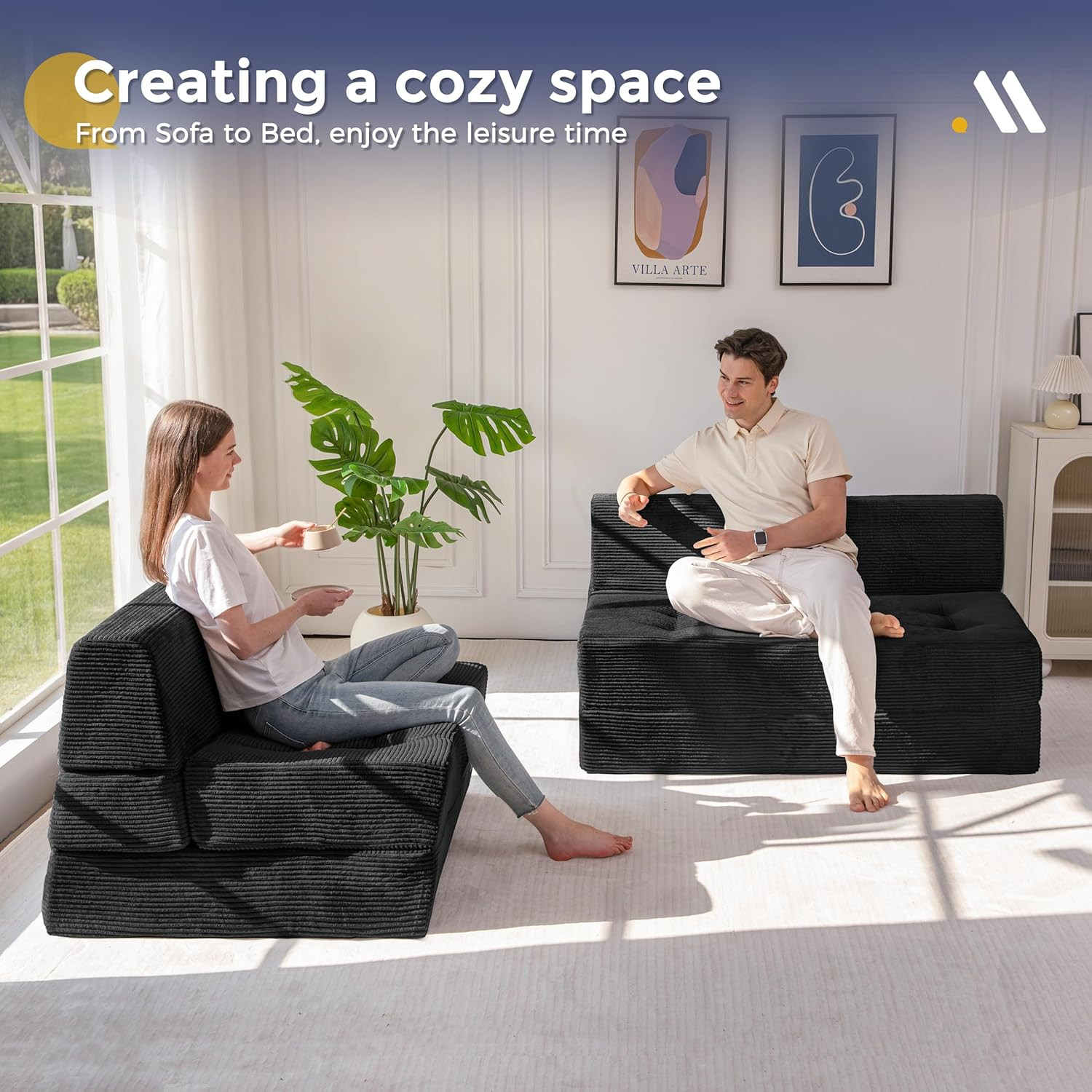 8″ Folding Sofa Bed, Fold Out Chair Bed, Convertible Floor Sofa Couch, High-Dens
