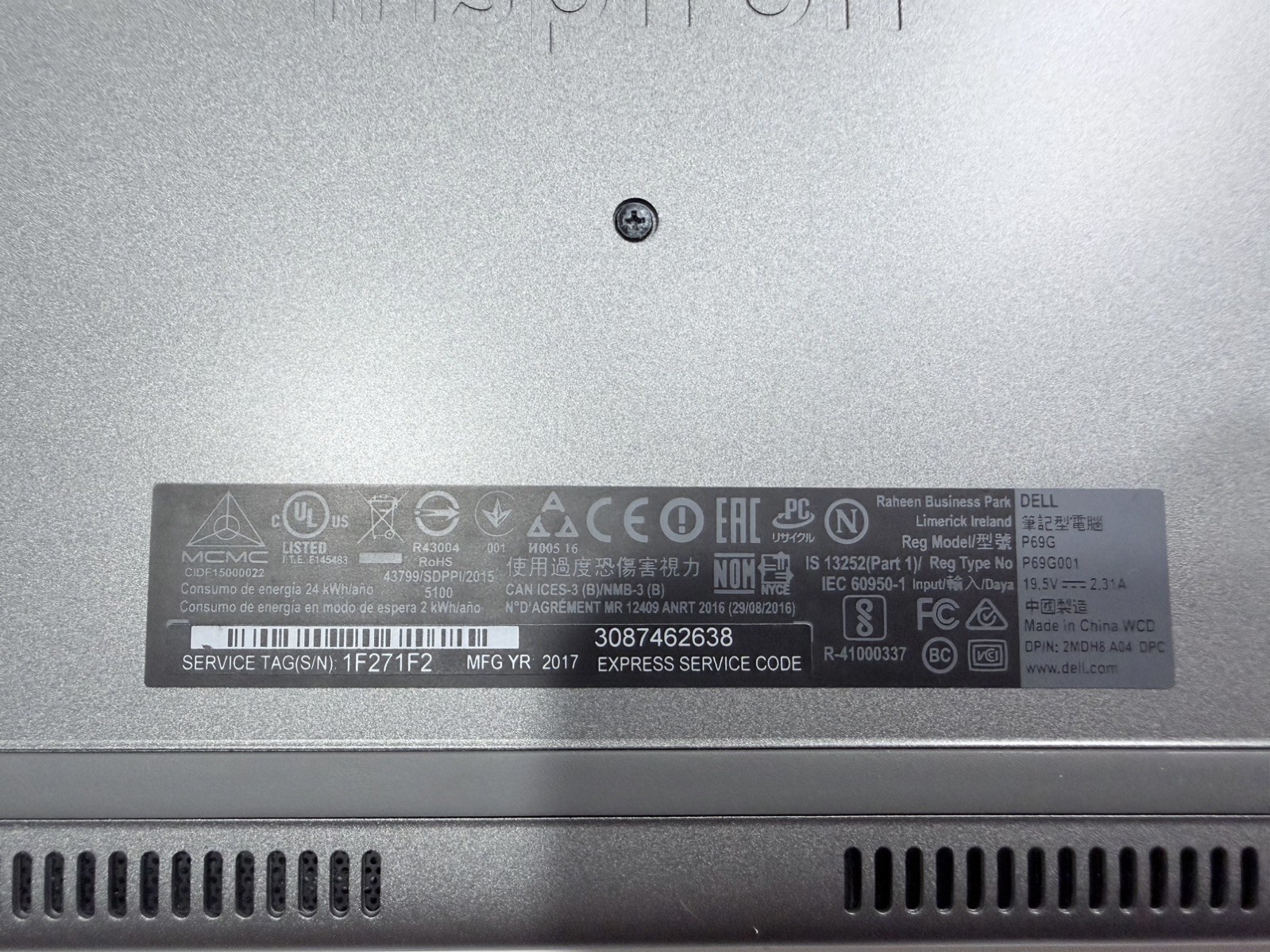Dell Inspiron i5-7200U CPU Intel(R)Core(TM)@ 2.50GHz 2.70GHz Touch/Screen