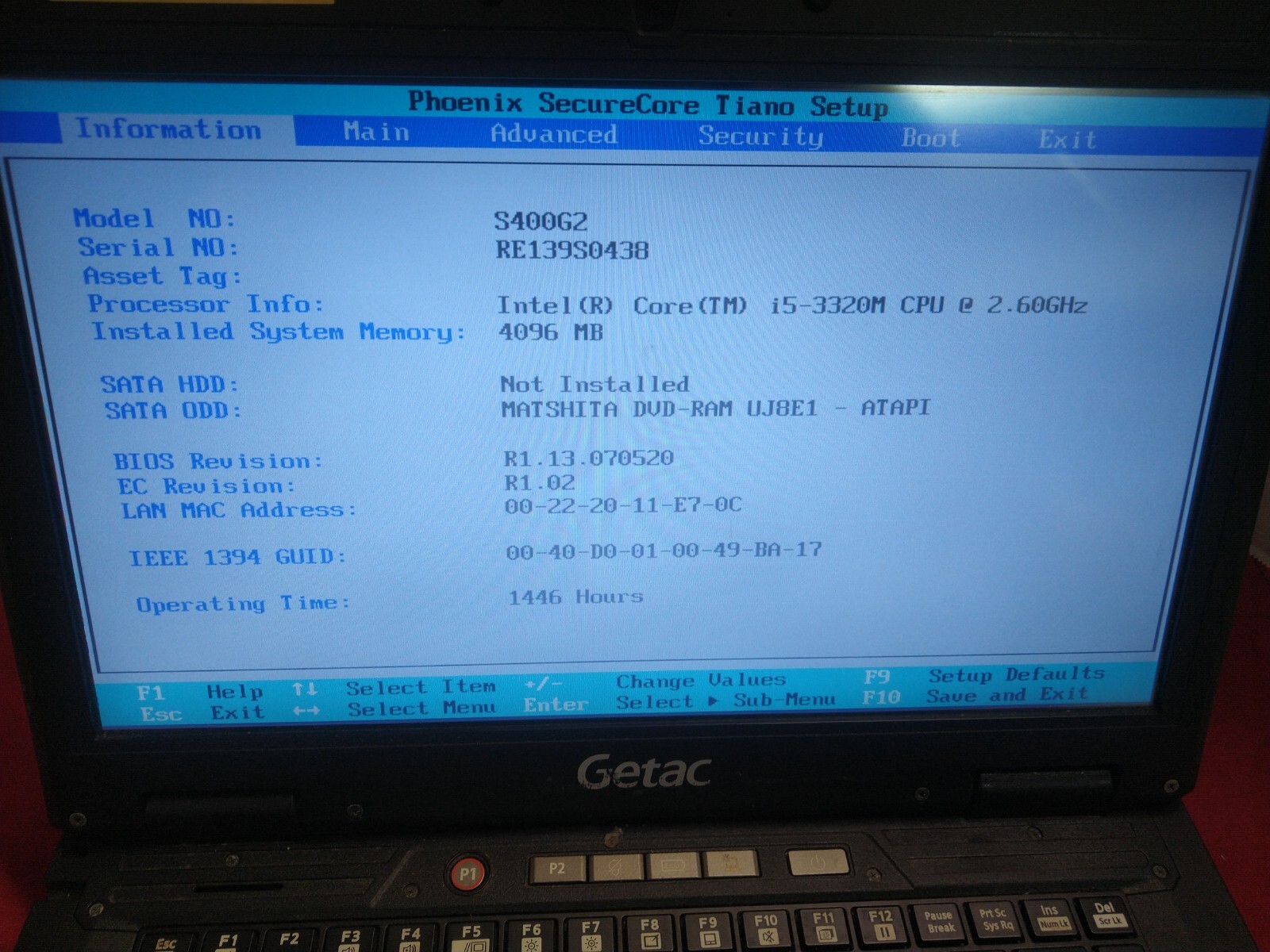 Getac s400 Intel Core 5 3320M
