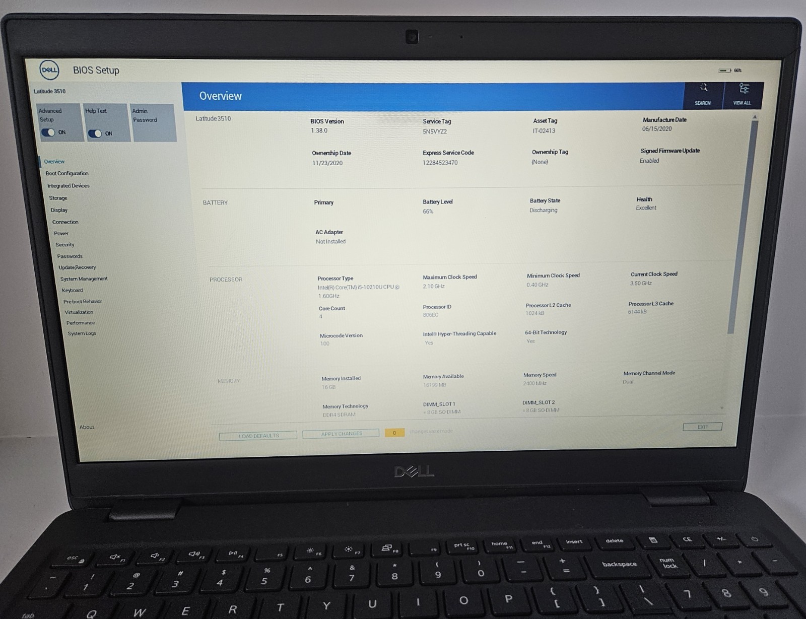 Dell Latitude 3510 Quad Core i5-10210U 1.6GHz 16GB RAM 256GB NVMe SSD Win 11 Pro