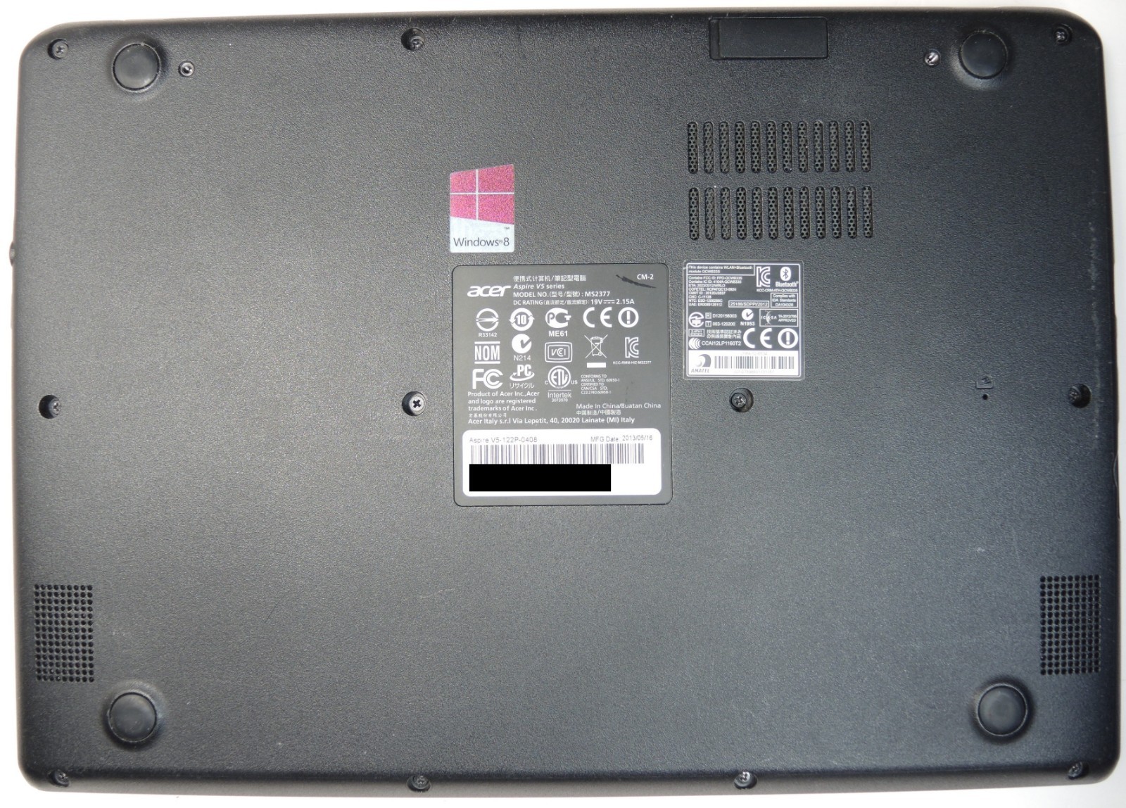 Acer Aspire V5-122P-0408 Laptop (NON-FUNCTIONAL, PARTS ONLY)