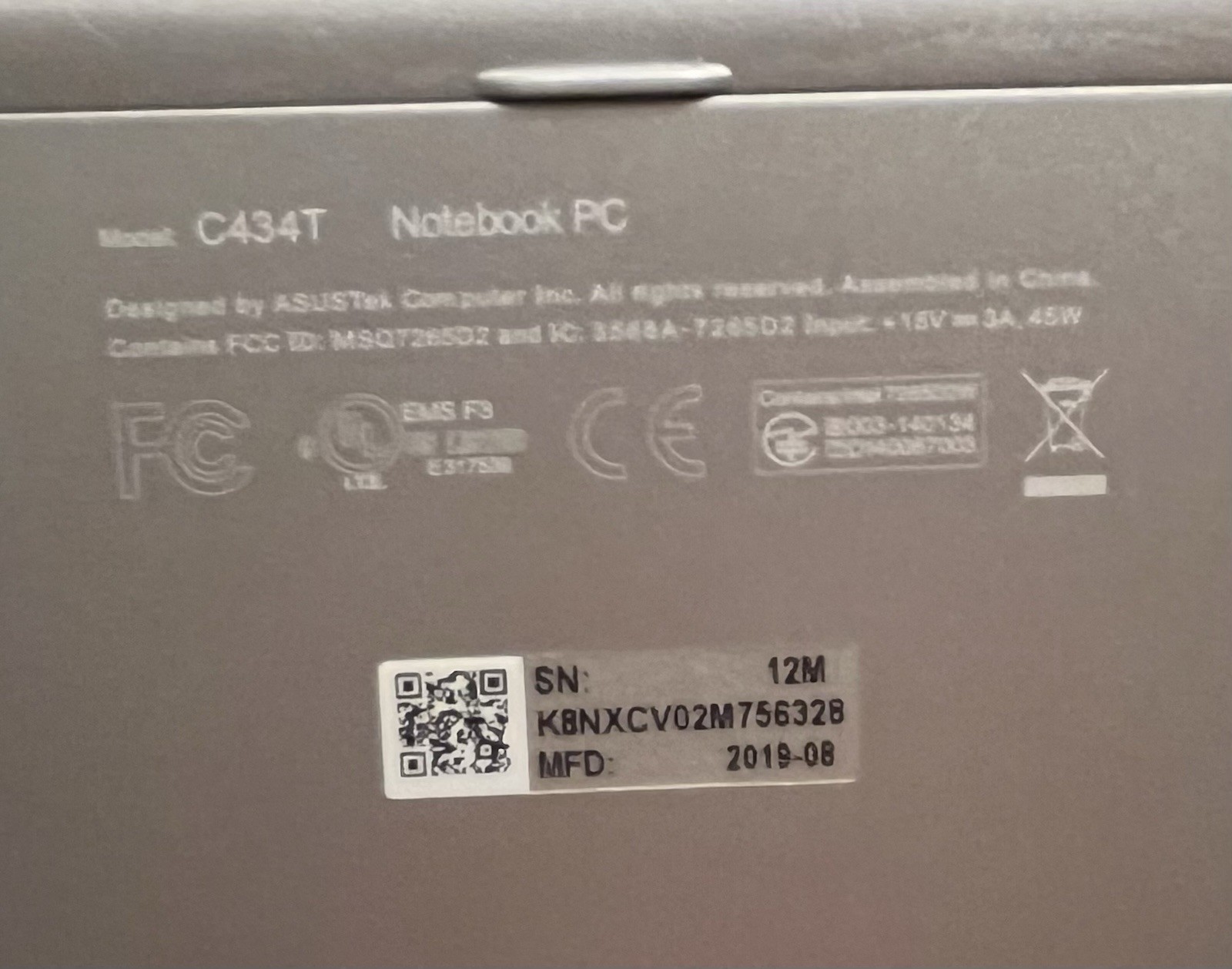 ASUS Chromebook Flip C434T 14″ Touch Intel Core m3-8100Y 8GB RAM 64GB eMMC
