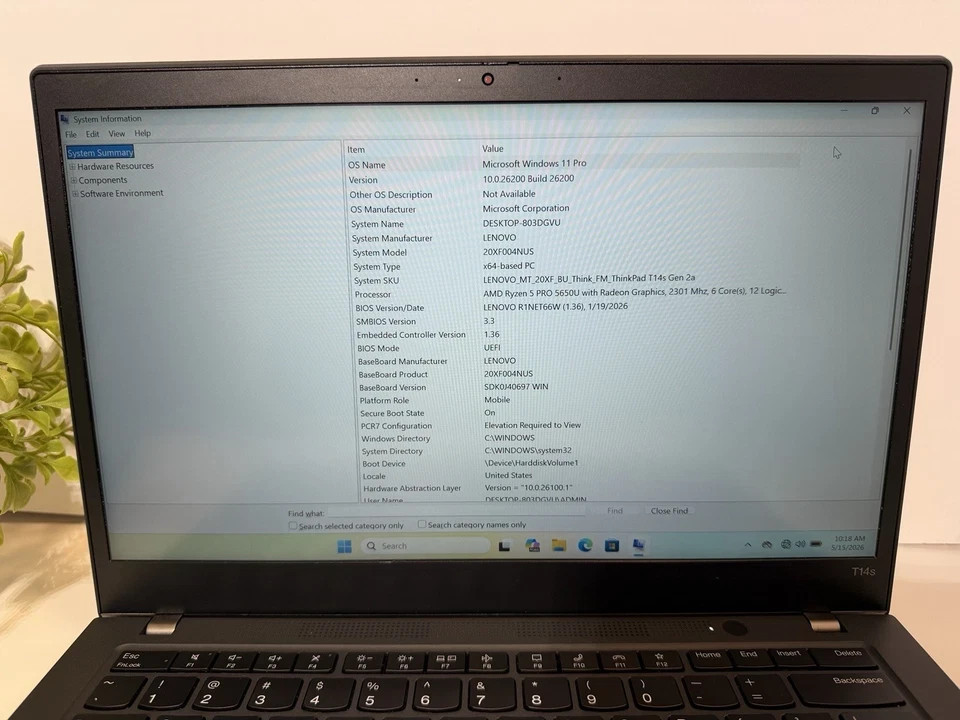 Lenovo ThinkPad T14s Gen 2a Ryzen 5 Pro 5650U 8GB/512GB SSD Windows 11 Pro