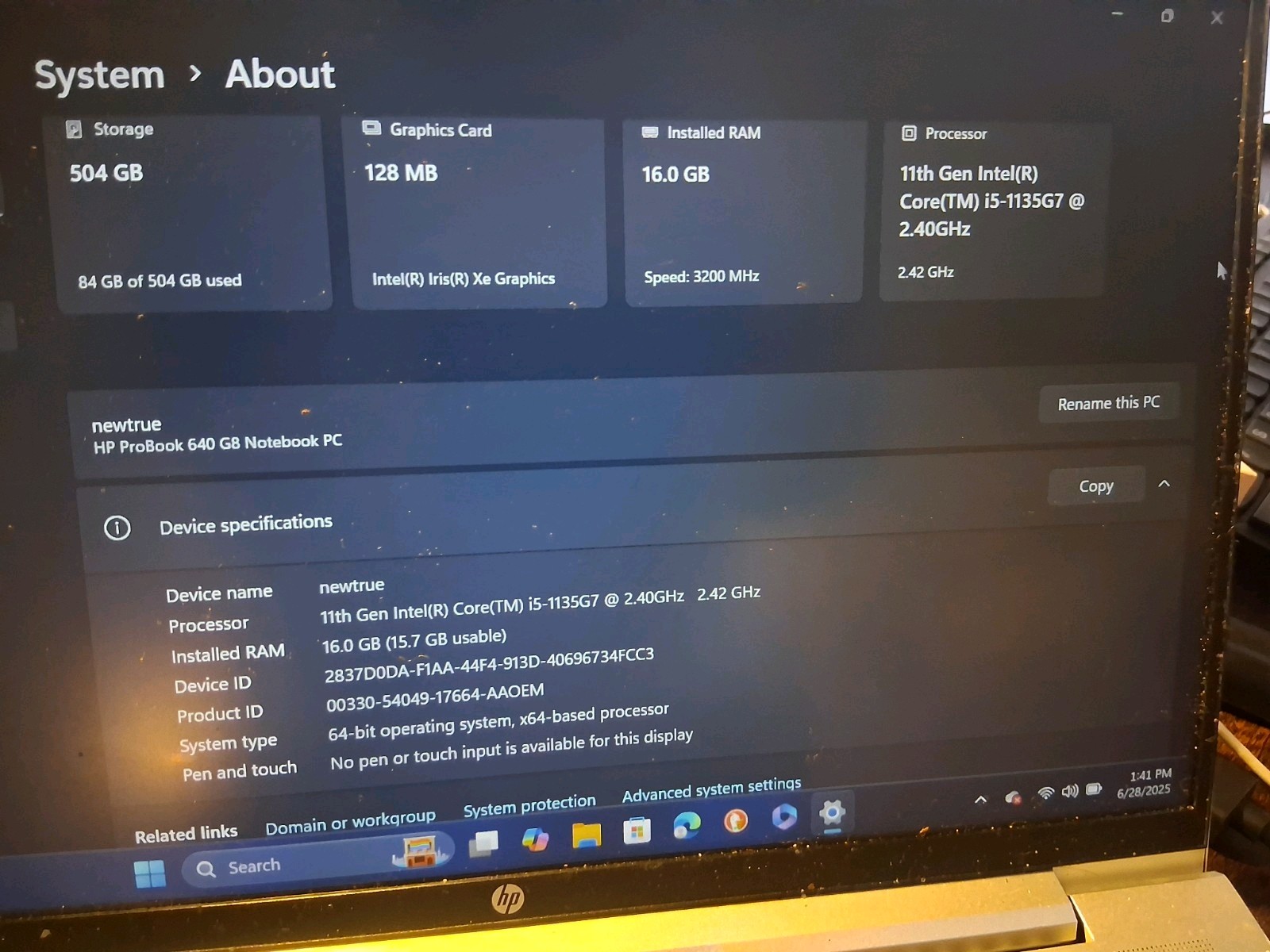 HP ProBook 640 G8 14″ FHD i5-1135G7 16GB DDR4 504GB NVMe SSD + Optane Iris Xe