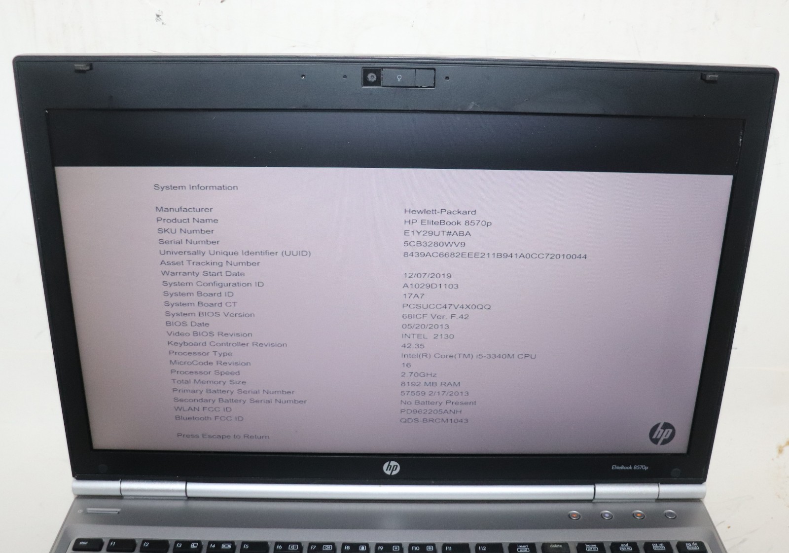 EliteBook 8570p|Intel core i5@2.70GHz|8GB RAM|RS232 DB9 Serial COM port laptop