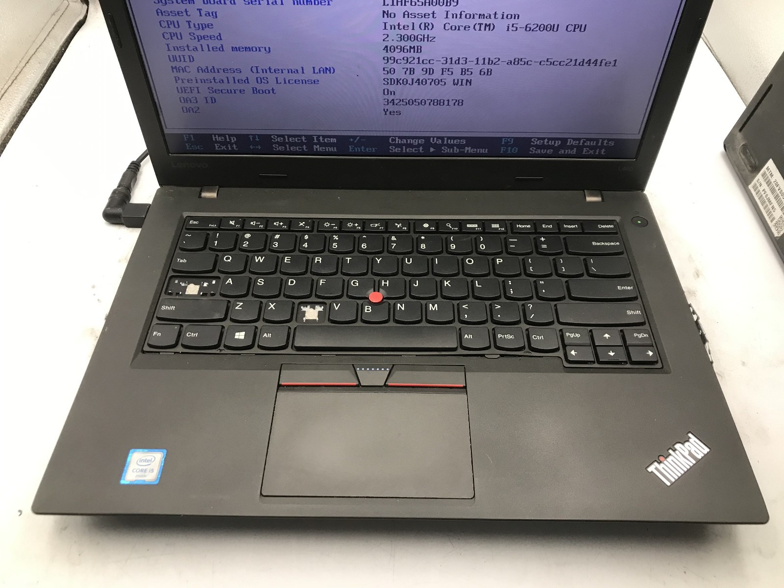 LENOVO THINKPAD L460 – BOOTS TO BIOS – INTEL I5 6200U – NO RAM -READ DESCRIP- BB