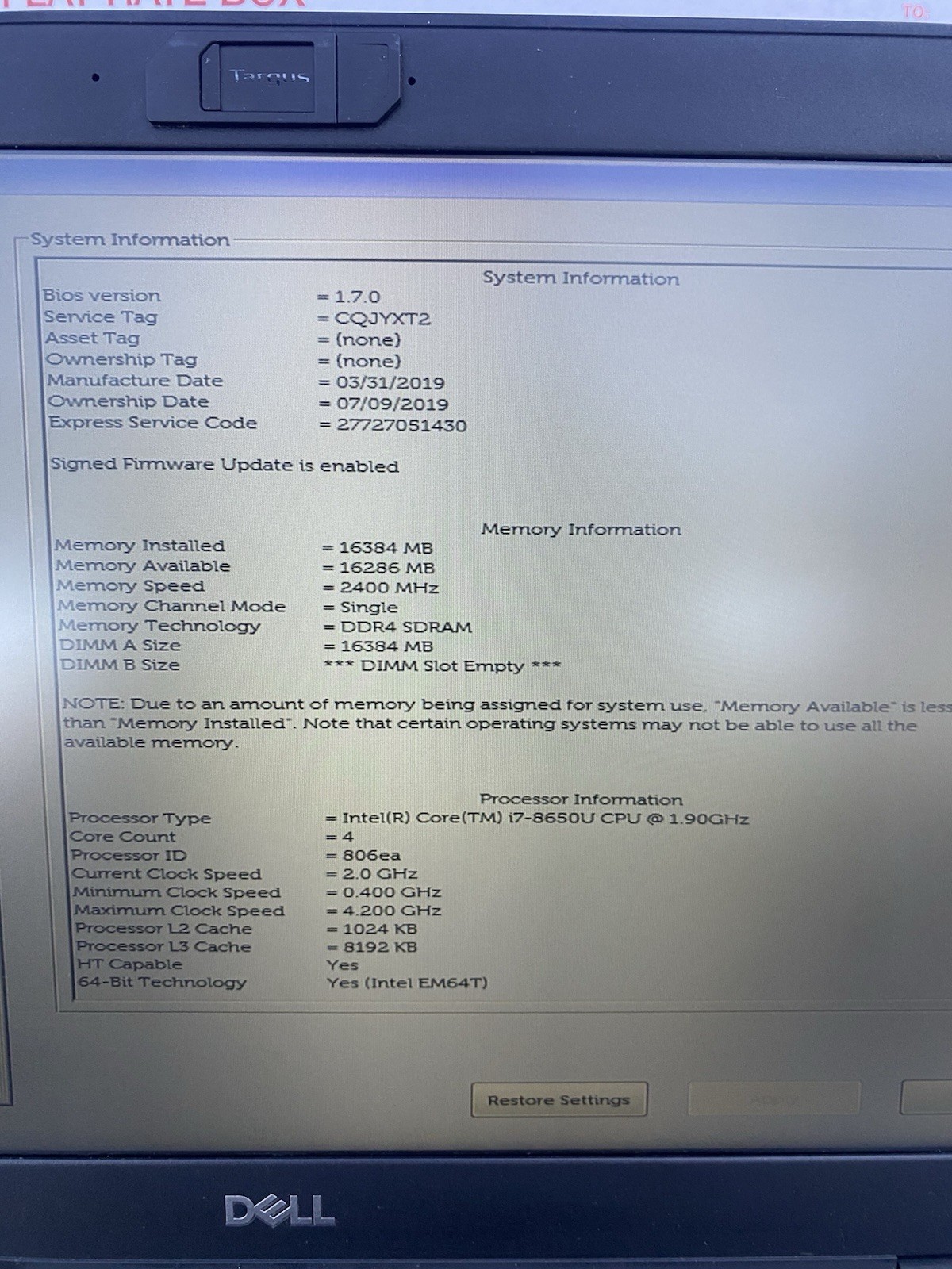Dell Latitude 14″ Laptop 5490 i7 8th Gen | 16GB Ram 256GB NVMe | Windows 10PRO