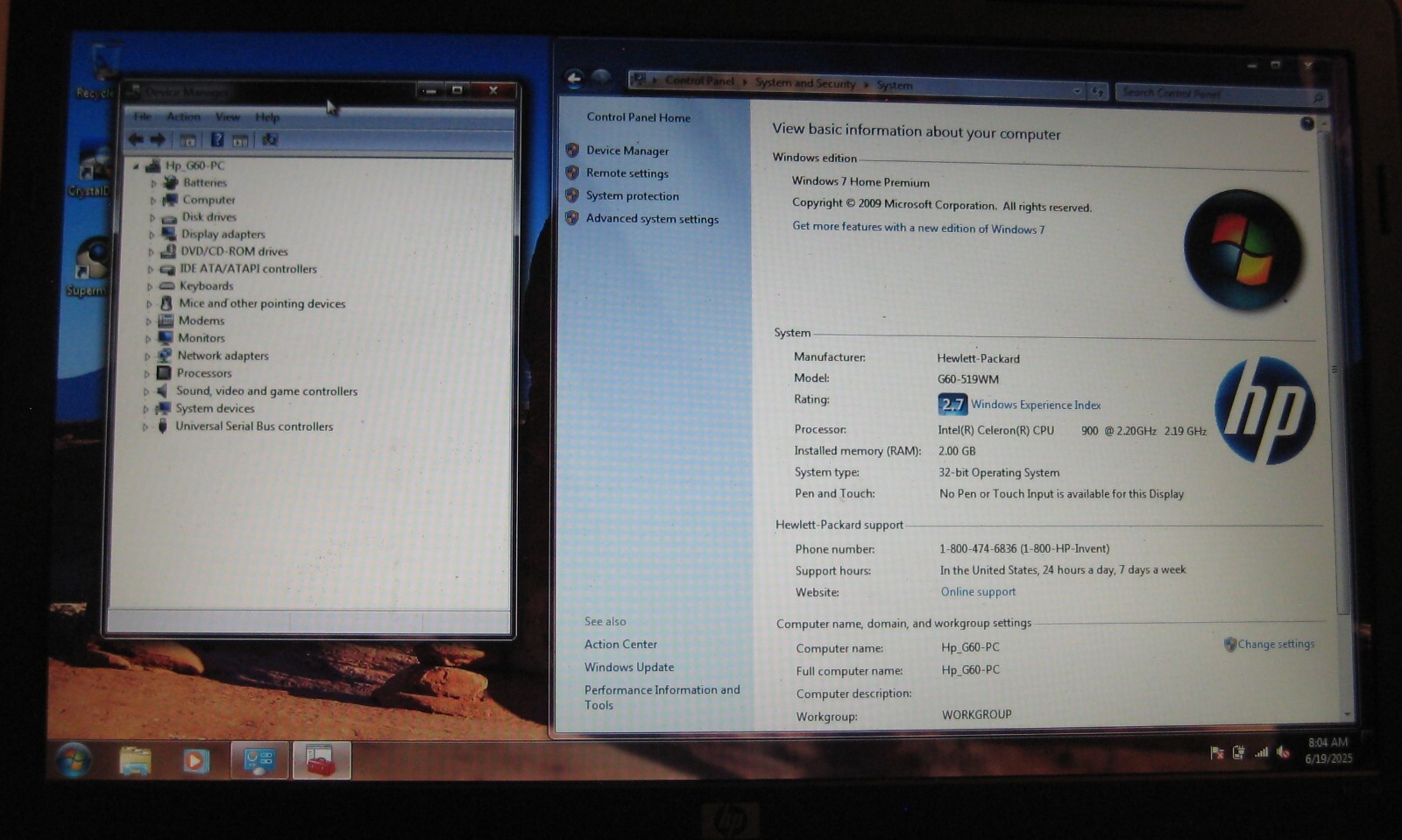 HP Pavilion G60-519WM 15.6in Display, 500GB HDD, Intel Celeron@2.2GHz, 2GB Ram