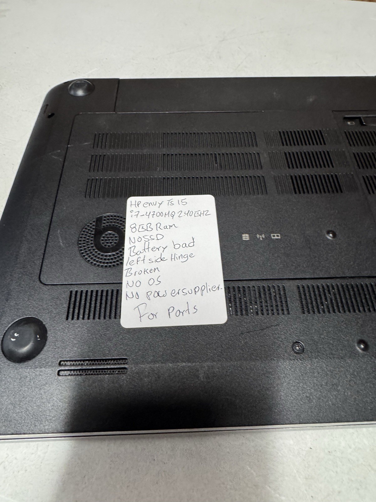 HP Envy 15 i7-4700MQ 2.40GHz 8GB RAM No SSD Bad Battery For Parts