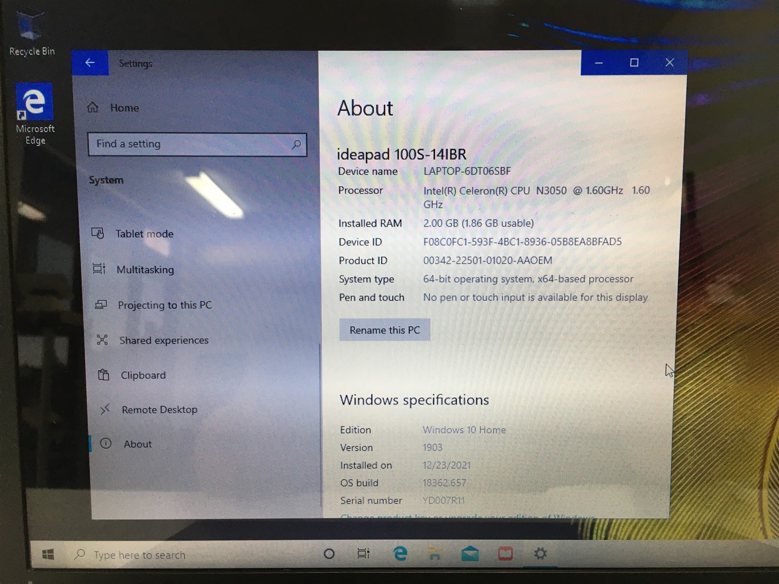 Lenovo IdeaPad 100S-14IBR 14″ Celeron N3050 Dual-Core 2GB RAM 64GB SSD Win10Home