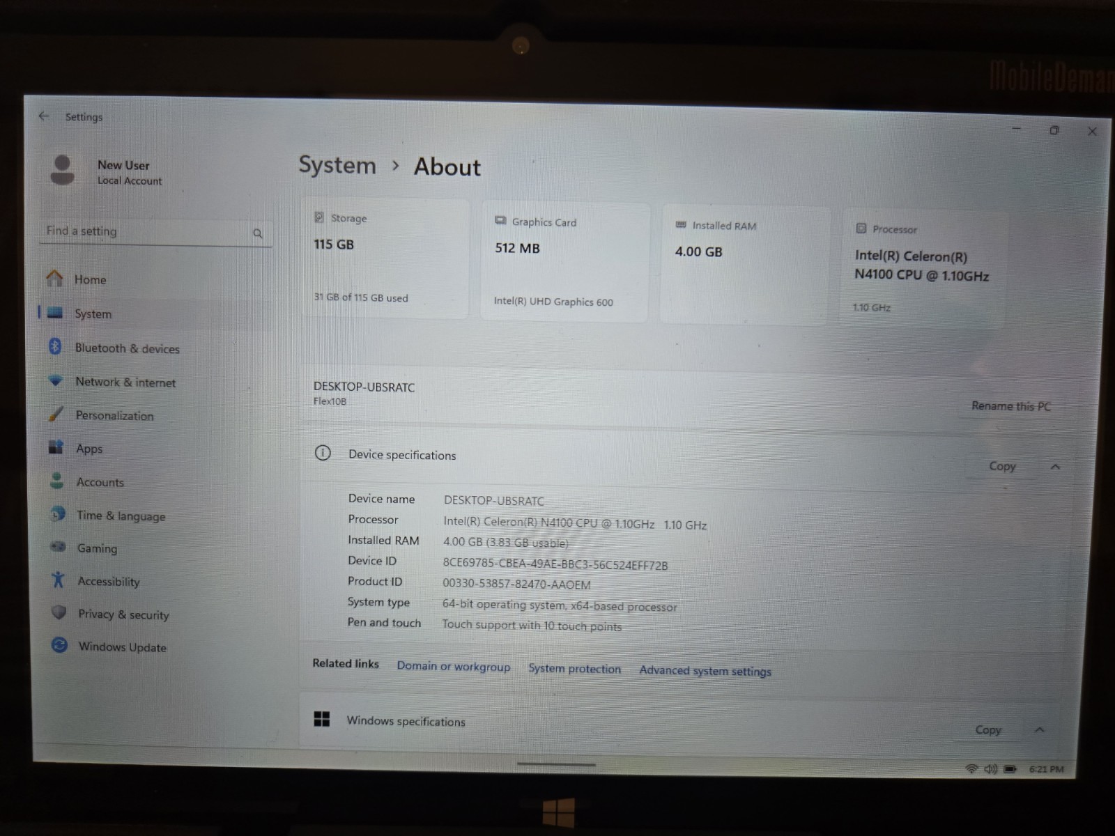 MobileDemand xTablet FLEX10B Flex 10B Windows 11 Pro w/Keyboard