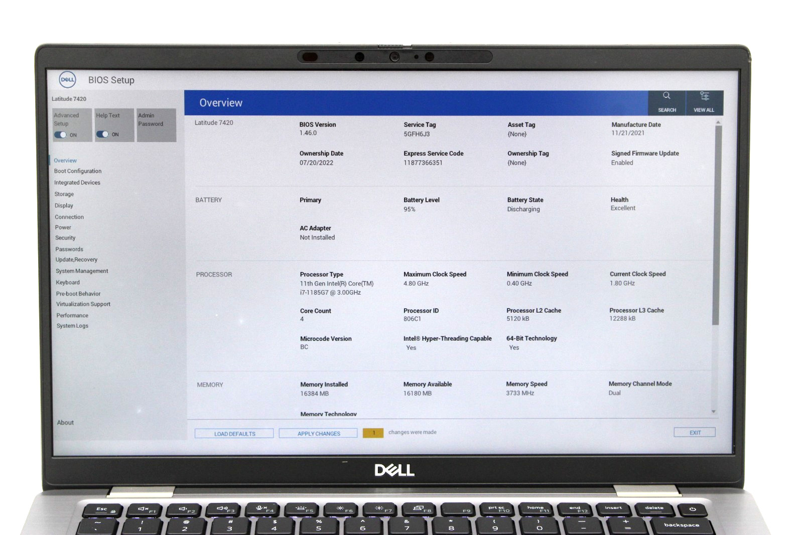 Dell Latitude 7420 14″ Intel Core i7-1185G7 16GB RAM 256GB SSD