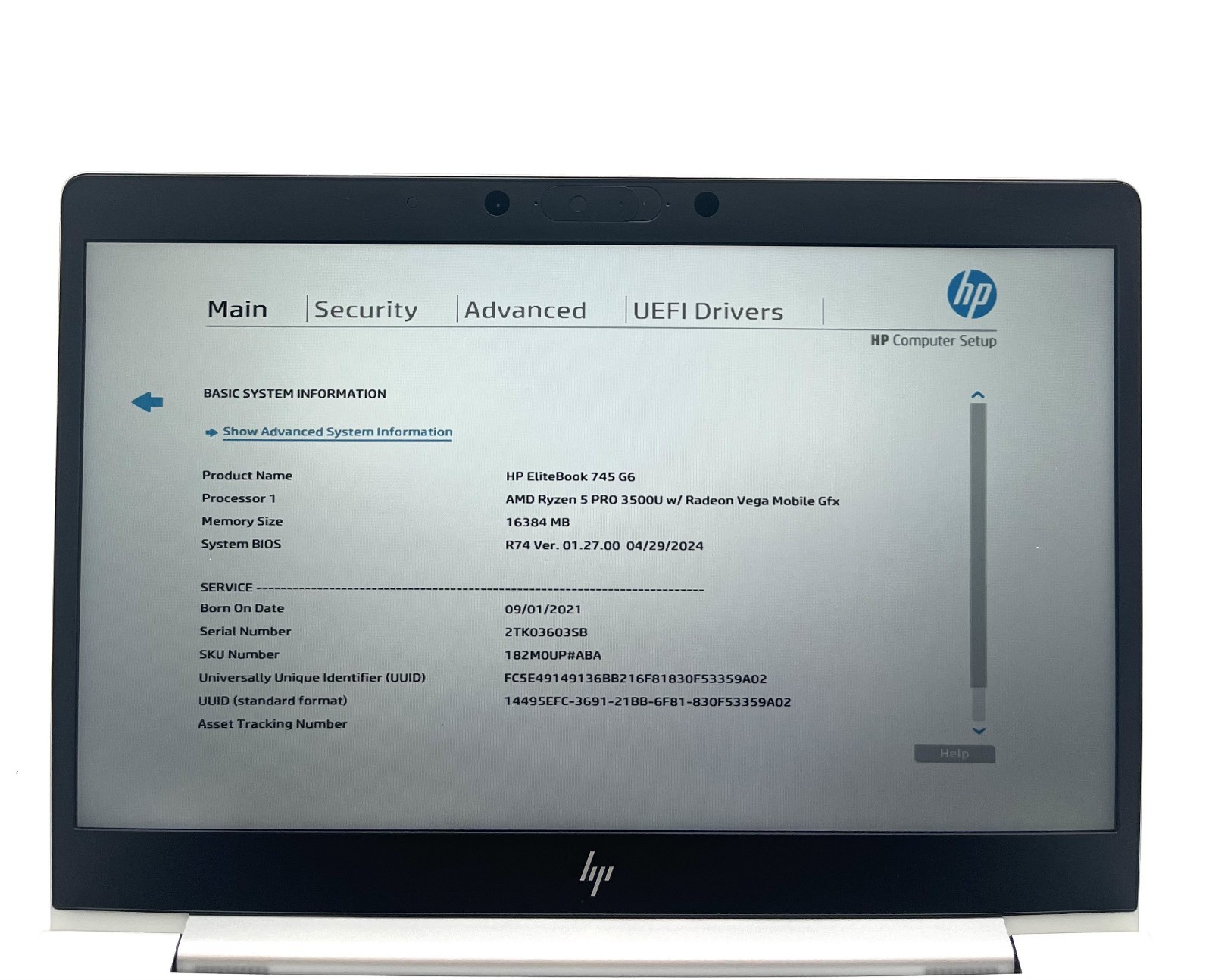 HP EliteBook 745 G6 14″ Ryzen 5 Pro 3500U 16GB RAM 256GB SSD Laptop