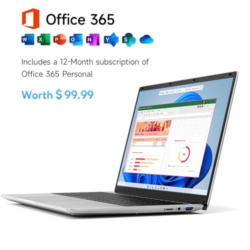 15.6 Inch Windows 11 Laptop, 5205U Processor, 12GB RAM 640GB Pearl Silver