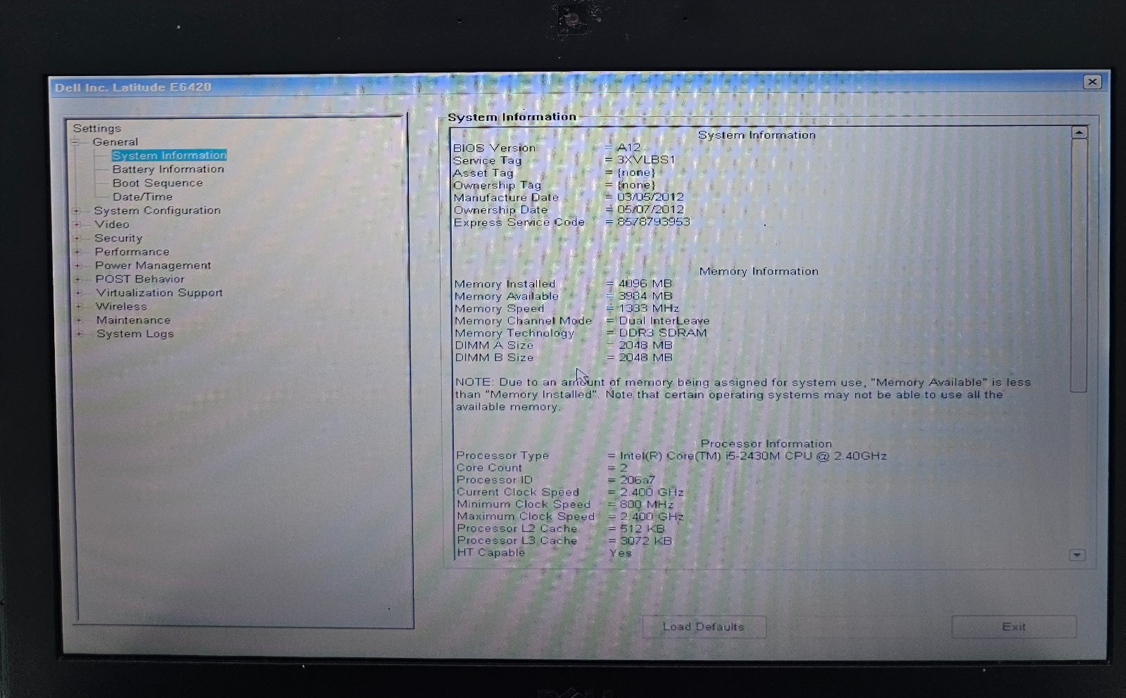 Dell Latitude E6420 14” Laptop Intel Core i5-2430M 4GB Ram No HD/OS (FL)