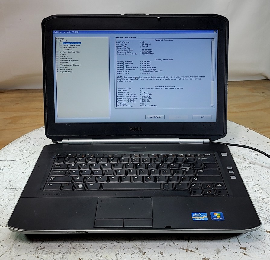 DELL LATITUDE E5420 Laptop Intel I5-2410M 4GB SEE NOTES