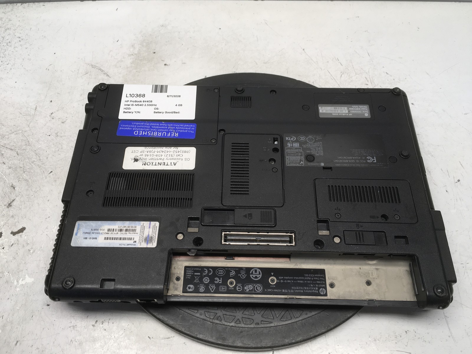 HP ProBook 6440B Intel i5-M540 2.53GHz 4 GB NO HDD No Batt