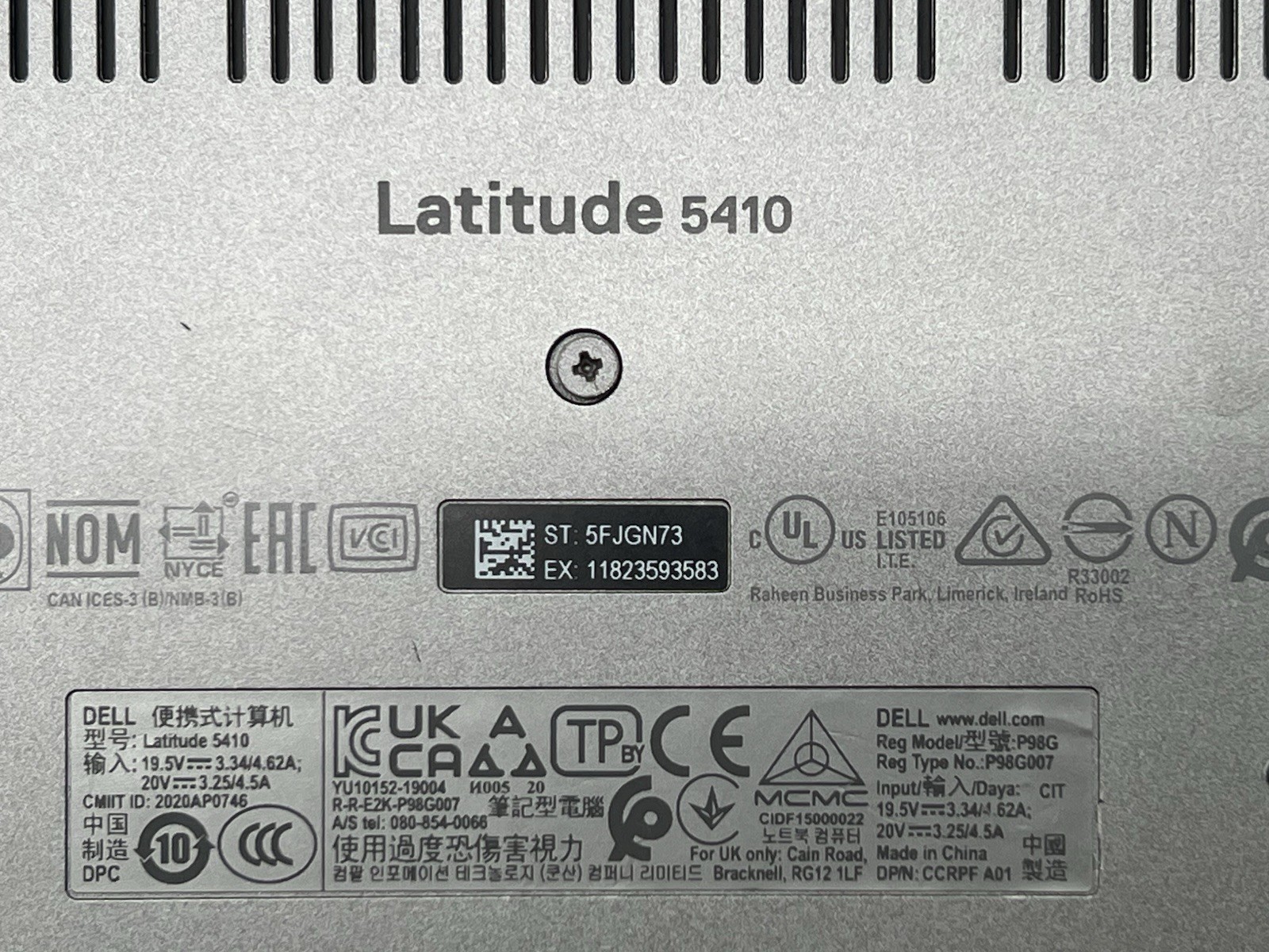 Dell Latitude 5410, i5-10310U CPU, @ 1.70GHz, 4GB RAM-No HDD/OS/Charger