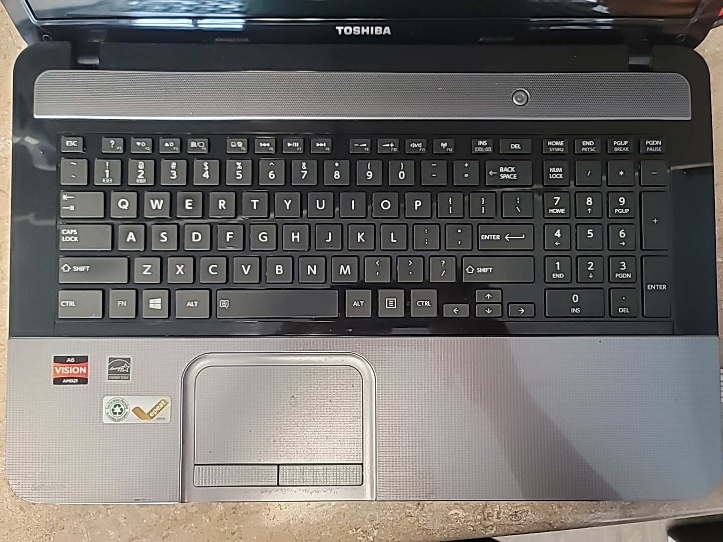 Toshiba Satellite L875D-S7111, AMD A6-4400M, 4gb RAM, no HDD, Working, As Is