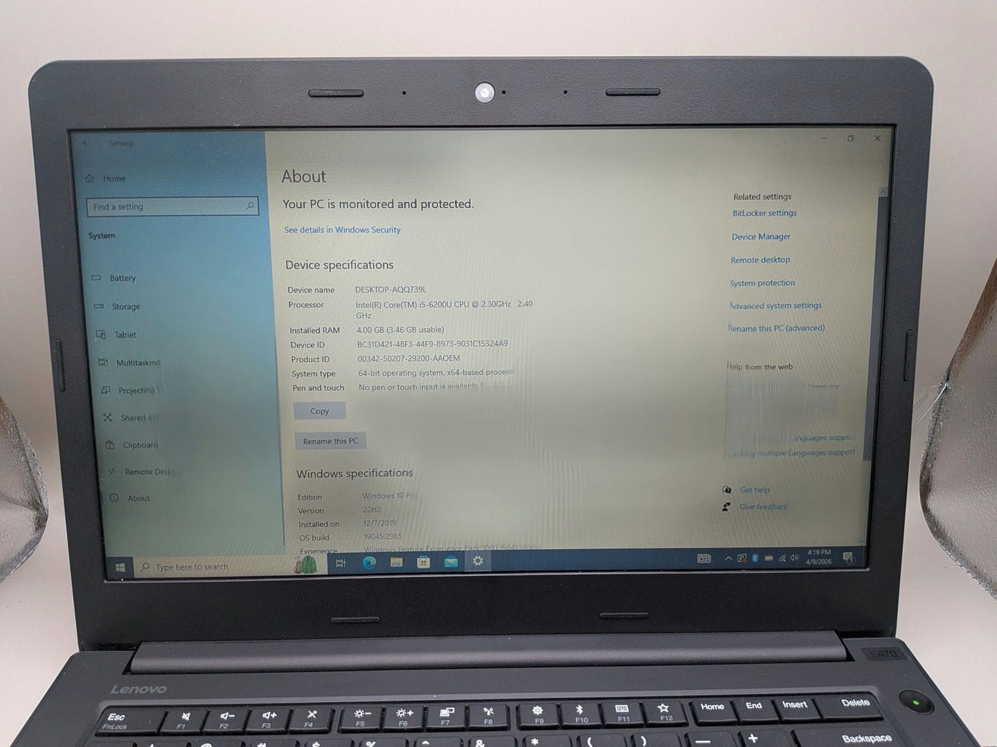 Lenovo ThinkPad E470 14″ (500GB HDD Intel I5-6200U 4GB RAM) Win 10 Pro Laptop
