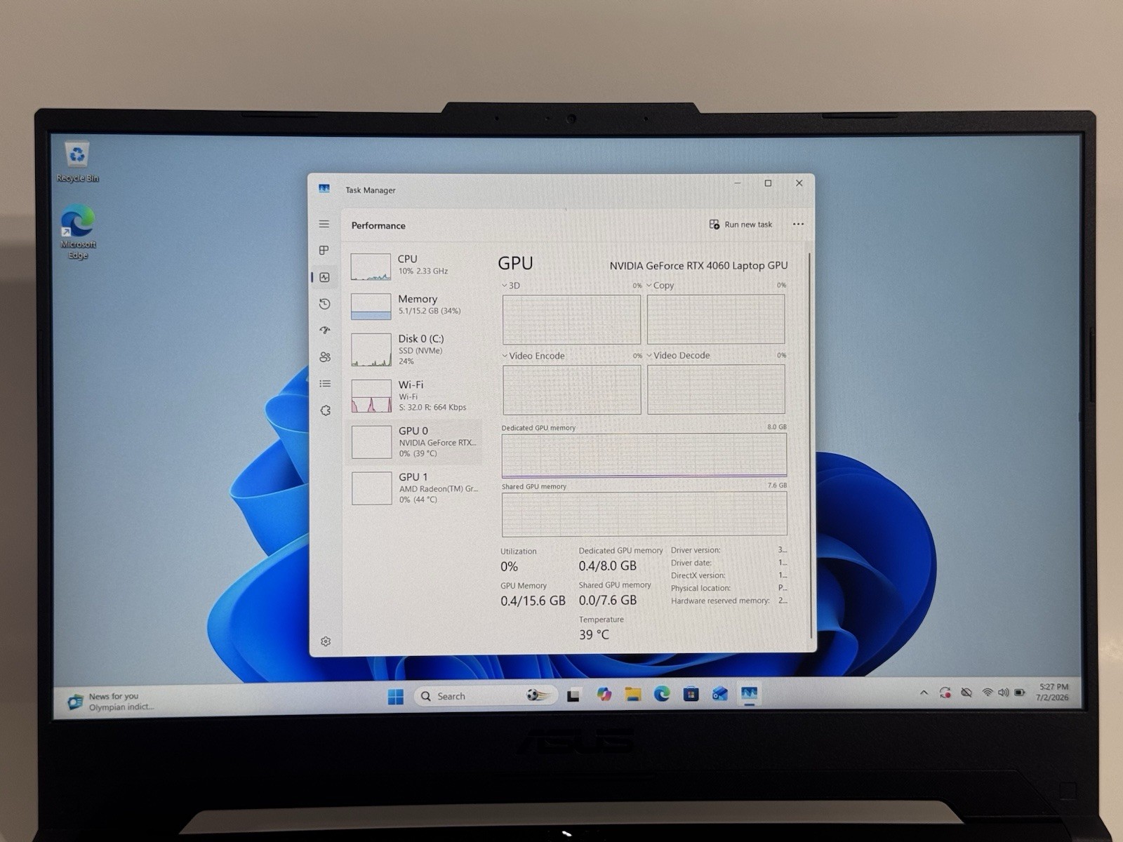 Asus TUF A15 FA507 15.6″ Ryzen 7 7735HS 16GB RAM 1TB SSD GeForce RTX 4060