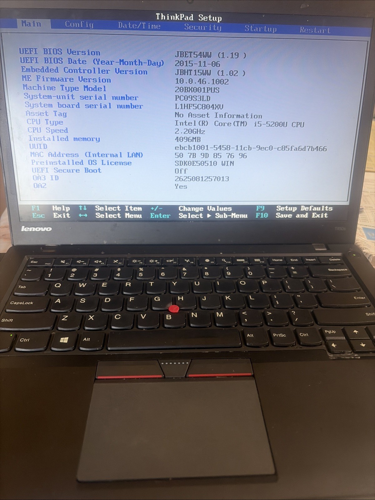 Lenovo ThinkPad T450S Intel Core i5-5200U 2.2 GHZ 4RAM 14″ ,500 GB HDD 16GB SSD