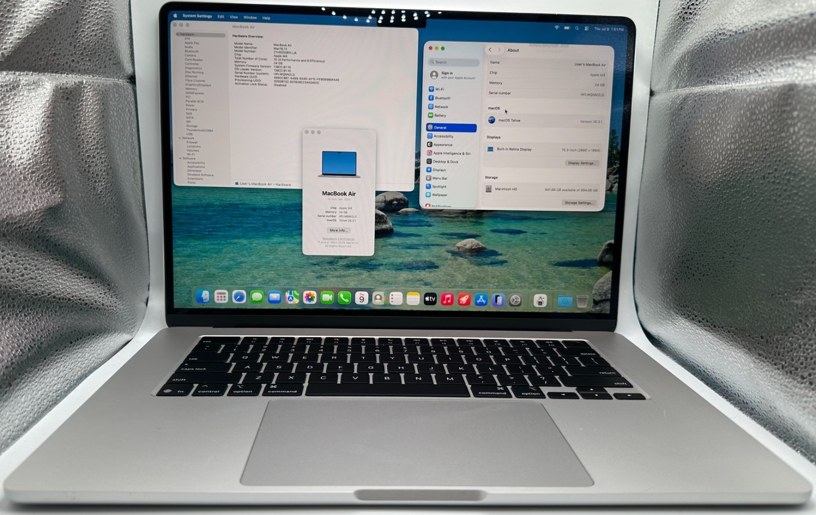 Apple Macbook Air – 15.3″ – M4 – 1TB SSD – 24GB RAM – A3241 – 91% Battery – Used