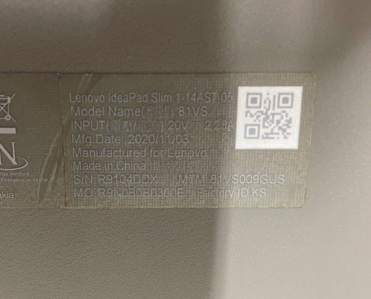 Lenovo IdeaPad Slim 1-14AST-05 AMD A6-9220E 1.6Ghz 4GB 64GBSSD EMMC