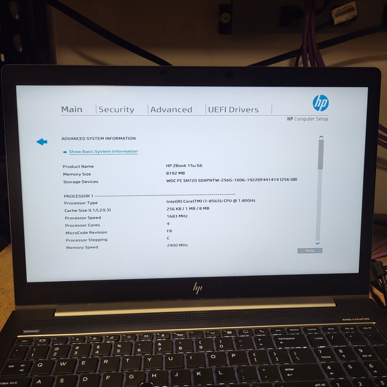 Light Spots HP ZBook 15u G6 Laptop Intel i7-8565U 1.8GHz 8GB 256GB SSD