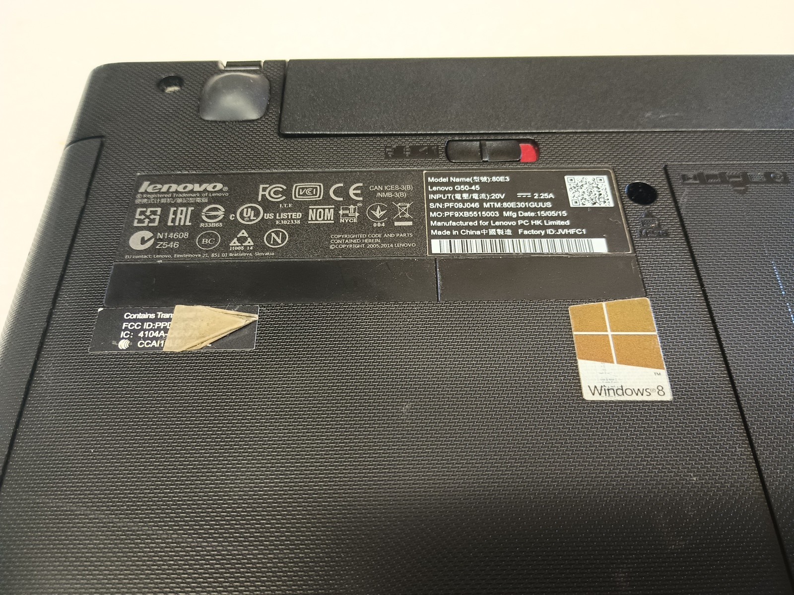 Lenovo G50-45 15″ Laptop AMD A8 4Gb Ram/No HD/Power Black Screen